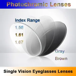 Lentilles photochromiques sensibles à la lumière, verres de Prescription optiques à Vision unique, effet de changement de couleur rapide et profond brun et gris