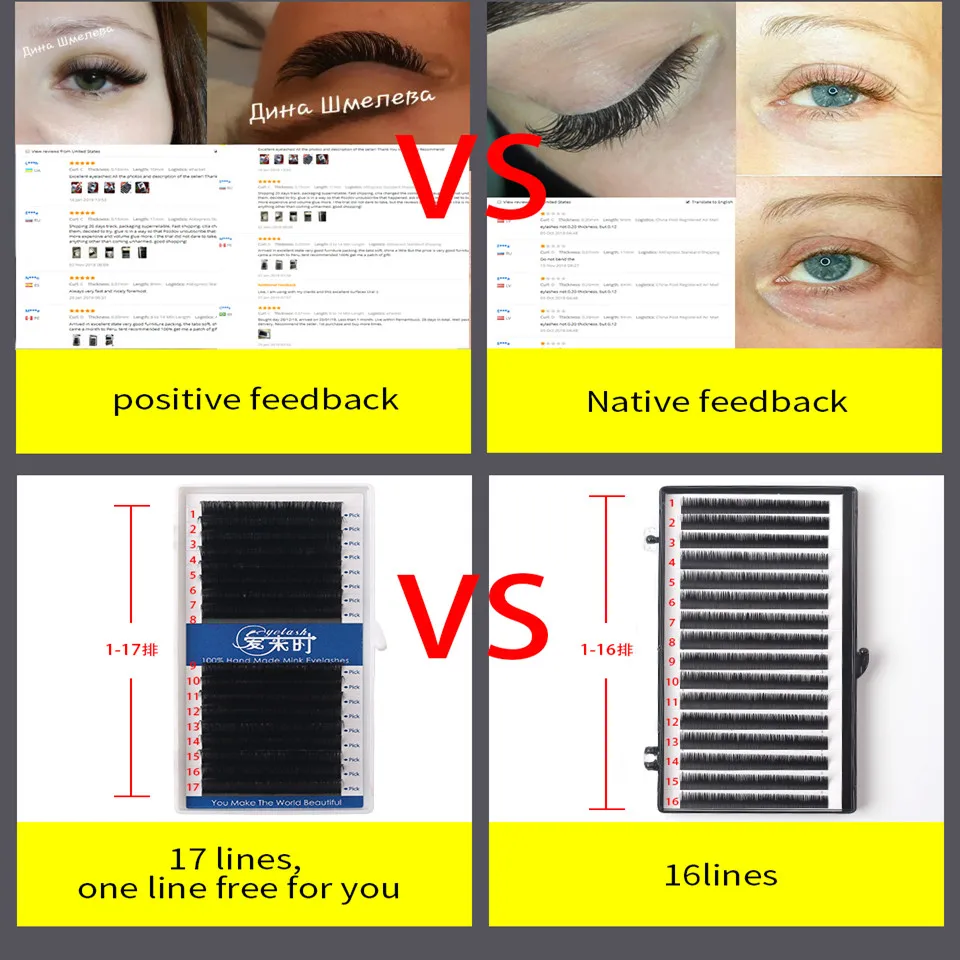 NEWCOME 17 Rows False Mink Eyelash Extension Natural Silk Individual Eyelashes 0.03-0.25mm Soft Eye Lash Extension Cilia Lashes