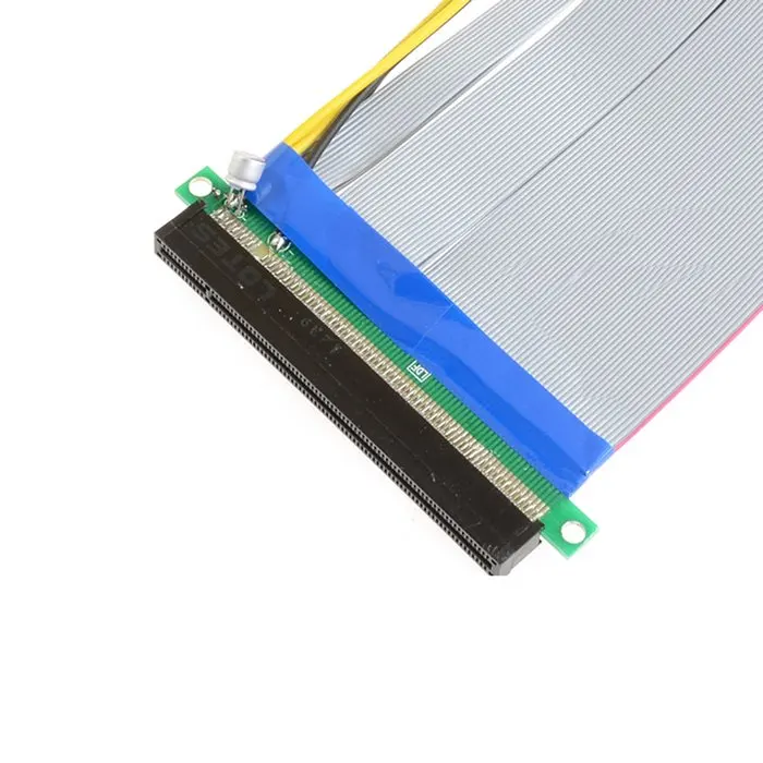 라이저 PCI-E x16 pcie pci Express 16X ~ 16x 라이저 확장 카드, Molex IDE 전원 및 리본 케이블 어댑터 포함 20cm
