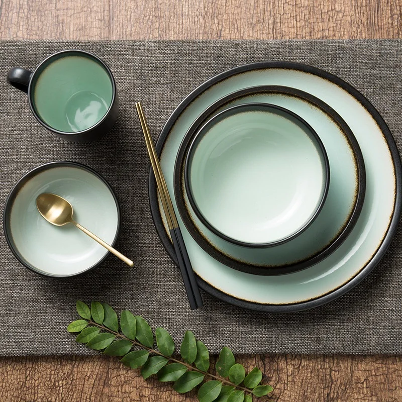 Nordic 4 people eat antique dinnerware sets personalized bowl dishes creative rice noodles bowls, pottery dishes