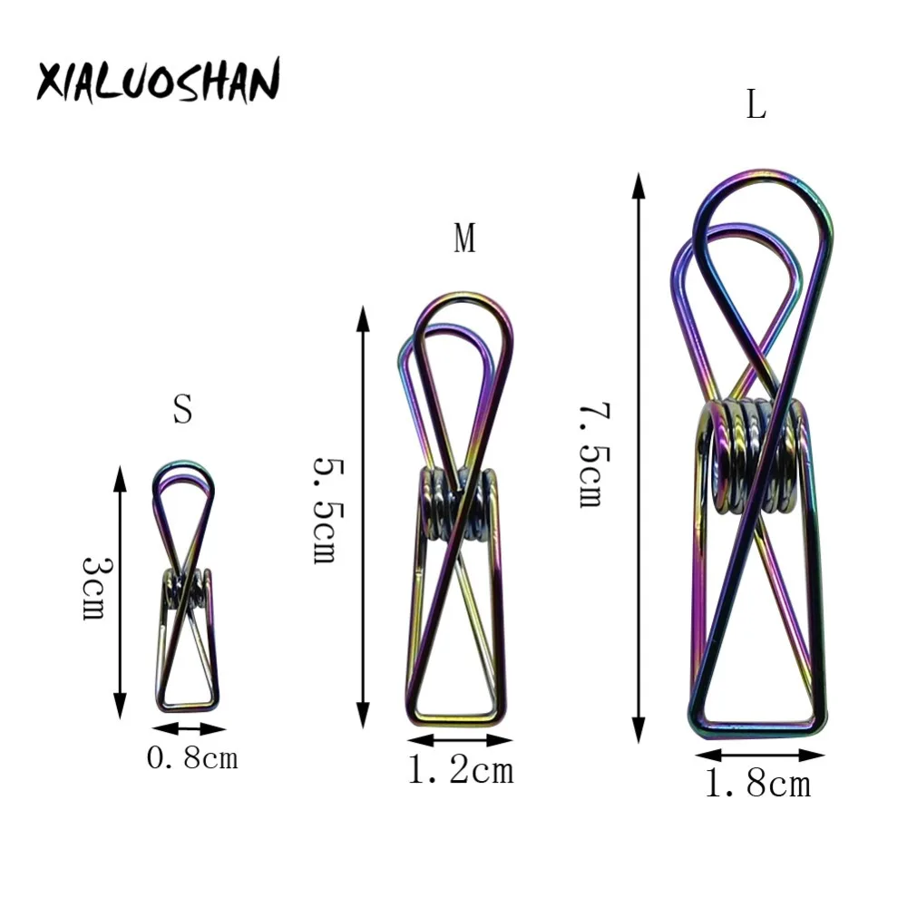 5Pcs Hollow Binder Clips Plating Rainbow Color File Document Test Papers Photo Organizing Dovetail Clip long Tails Clamp Clasps