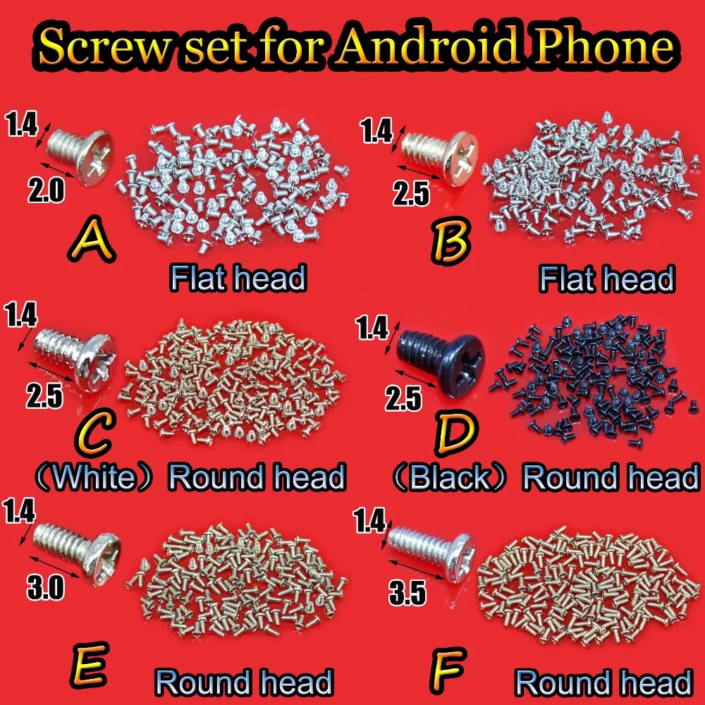 YuXi 1 bag M1.4 Cell Phone Screws Set for Android Phone Tablet Repair 1.4*2.0/2.5/3.0/3.5