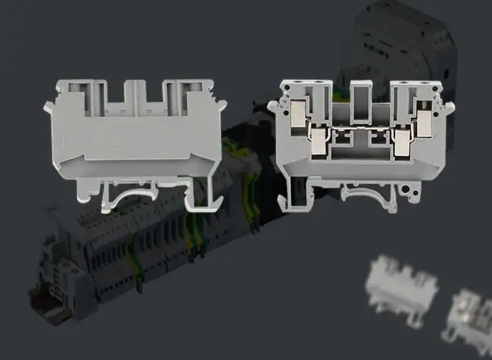 [VK] UDK4 UD-K4 Double in Double out Din Rail Electrical Conductor Terminal Block Connector 100PCS/LOT