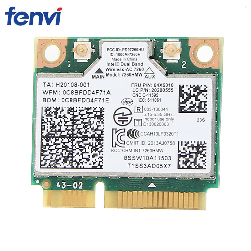 IBM Lenovo Thinkpad wireless wifi card Intel Wireless-ac 7260 7260HMW 867Mbps 802.11 ac Mini PCI-E dual band FRU:04X6090