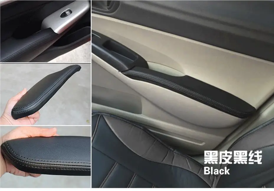 For Honda Civic 8th 2004 2005 2006 2007 -2011 Microfiber Leather Car Door Armrest Panel Protective Cover  with Mount Fittings