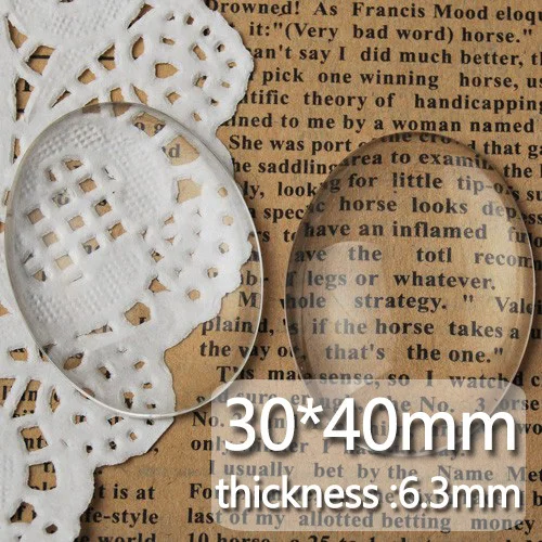 30*40MM oval Flat Back clear Crystal glass Cabochon,Top quality,glass title,sold as 50pcs/loT-C1064