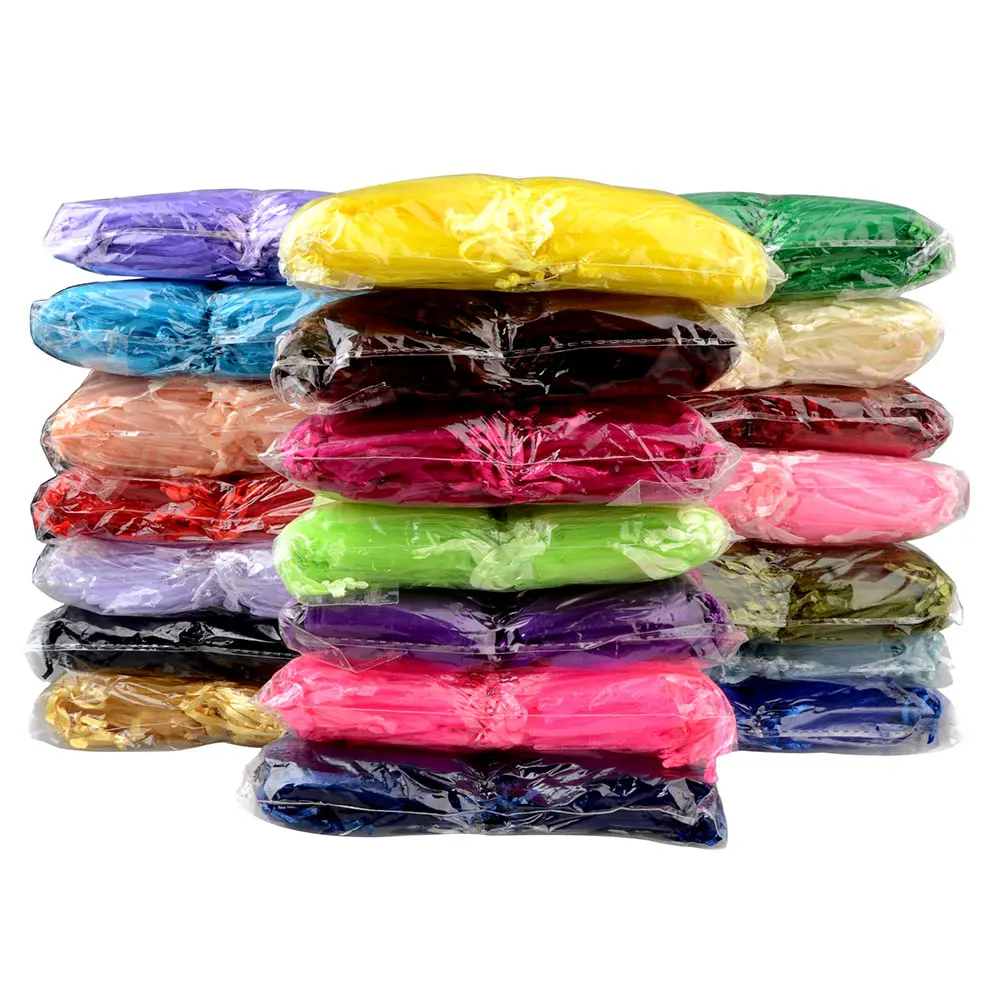 100pcs 5x7CM Colorful Decoration Drawstring Packaging Pouches&Bag Small Organza Bags Jewelry For Gift Engagement Color Selection