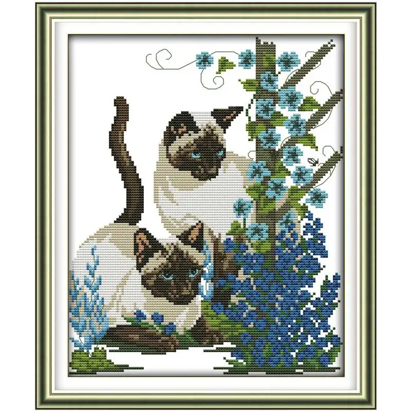 Two Baby Cats Patterns Counted Cross Stitch Set DIY 11CT 14CT 16CT Stamped DMC Cross-stitch Kit Embroidery Needlework Home Decor