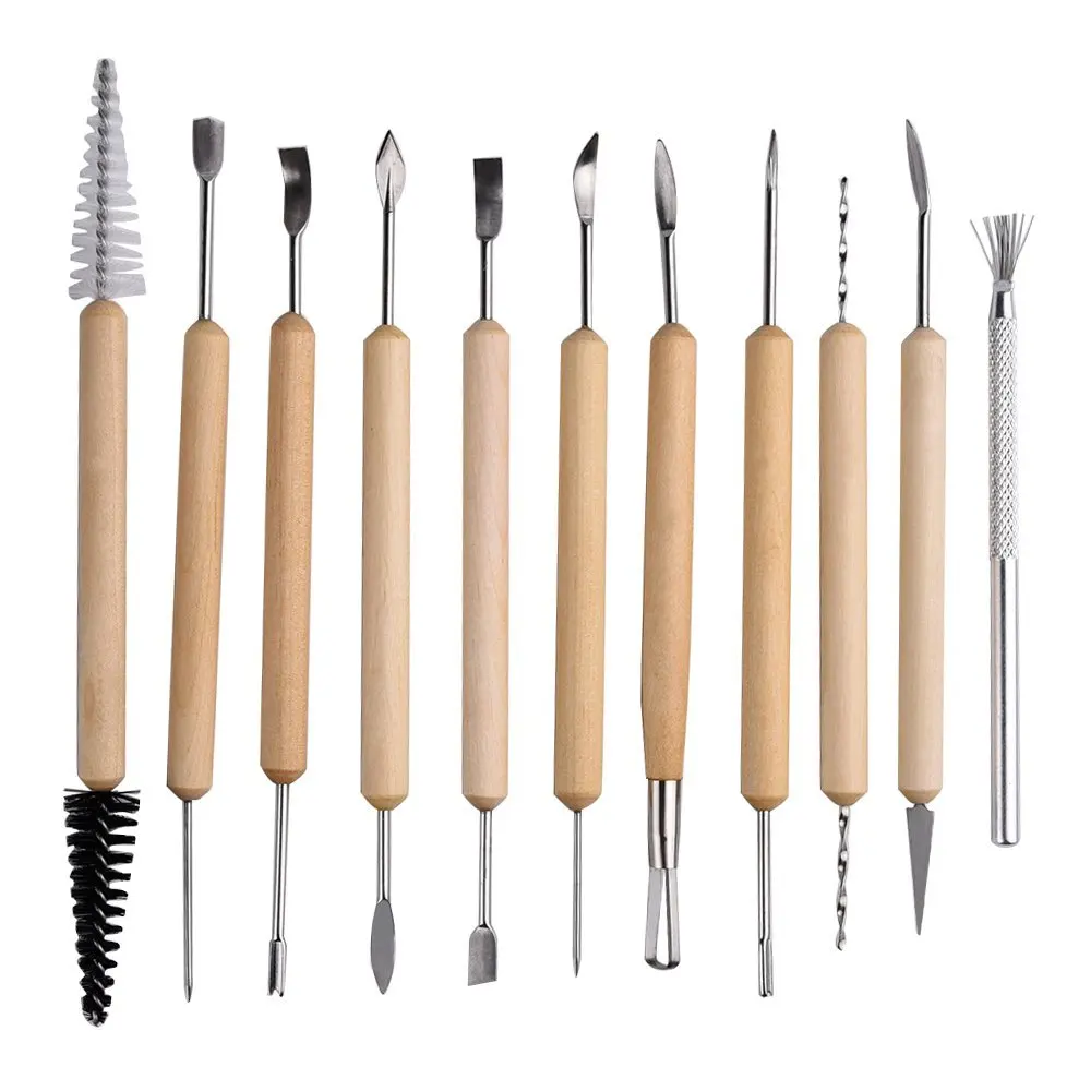 11 Pcs Wooden Handle DIY Sculpting knife Clay Pottery Carving Tool Set For Modeling Tools & Wooden Sculpture Knife