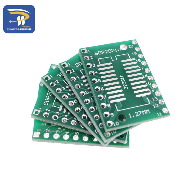 Carte d'affichage SMD vers adaptateur DIP, convertisseur de carte PCB, pas de broche DIP, SOP20, SSOP20, TSSOP20 vers DIP20, 0.65mm, 1.27mm vers 2.54mm, 10 pièces