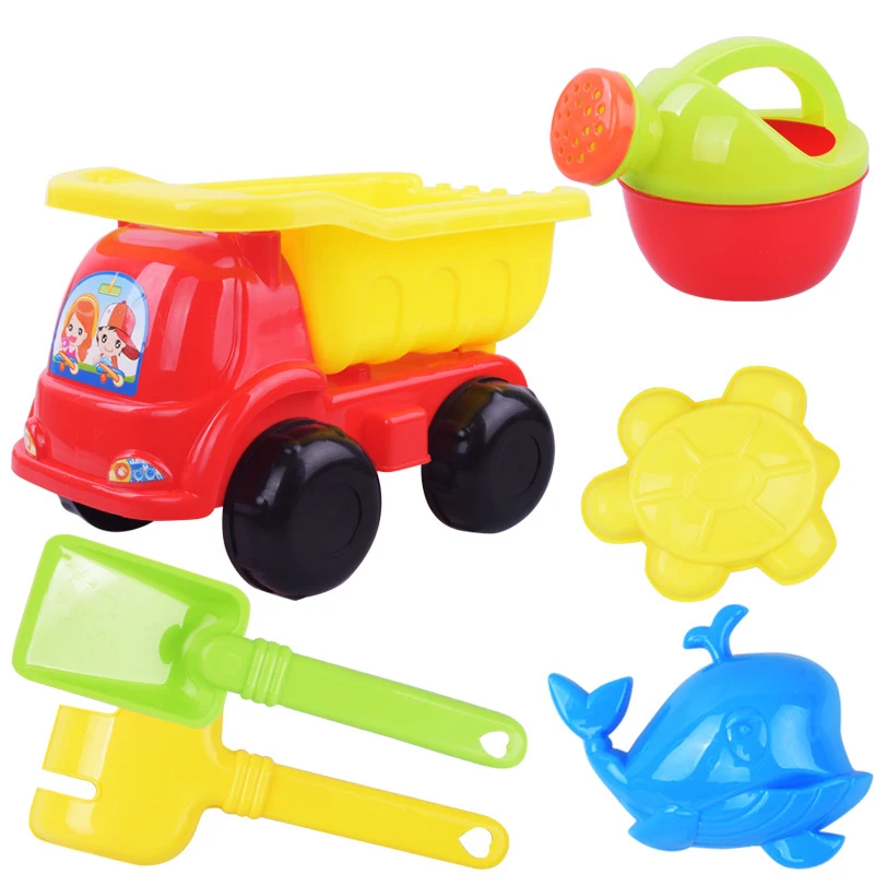 Set Pasir Pantai Mainan Anak-anak Musim Panas Mainan Pantai Berpasir Model Mobil Sprinkler Sekop Mandi Alat Truk Anak Laki-laki Mainan Rumah Bermain