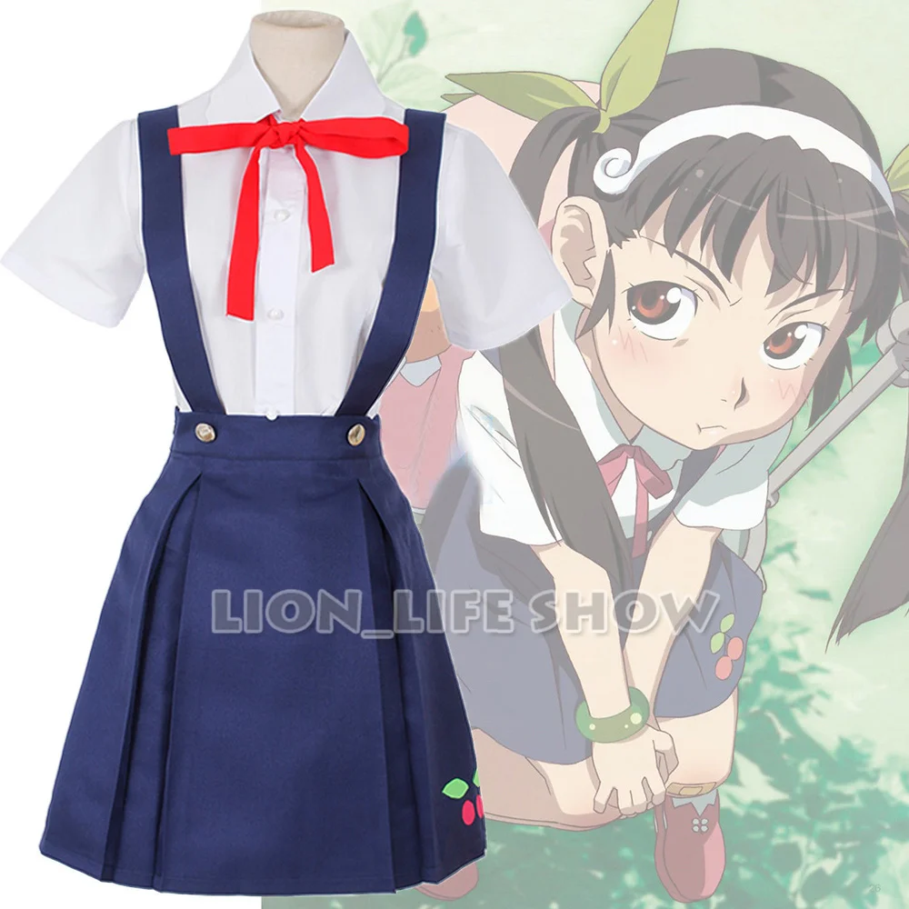 Monogatari Series Hachikuji Mayoi School Uniform Cosplay Costume Suspender Skirt