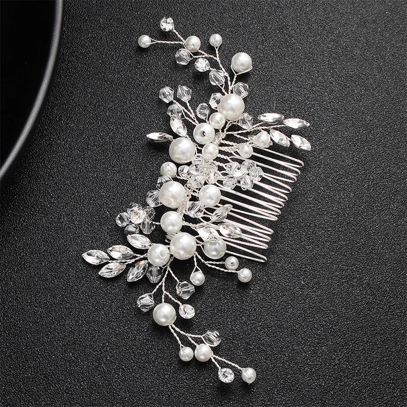 Miallo Fashion Bridal Headpiece Handmade Crystal Pearls Hair Combs Clips Wedding Jewelry Hair Accessories Ornaments Headpieces