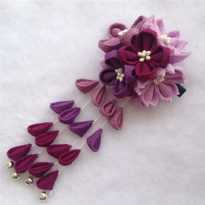 hand made hairpin cloth hair clip barrettes Japanese kimono cheongsam style anime cosplay accessories fringe ring A