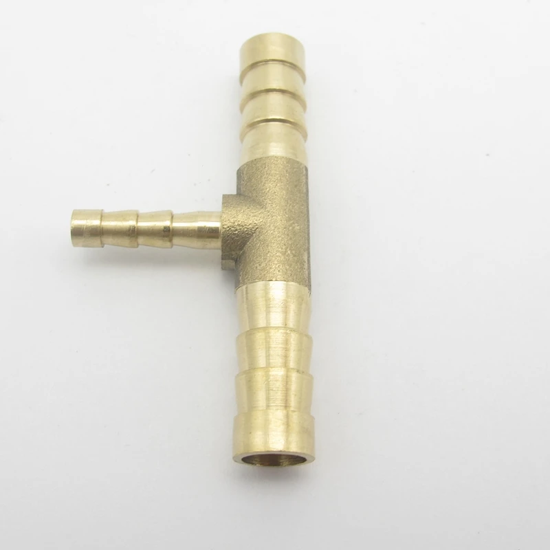 8mm Hose Barb x 4mm Hose Barb x 8mm Hose Barb Tee Brass Barbed Tube Pipe Fitting Coupler Connector Adapter For Fuel Gas Water