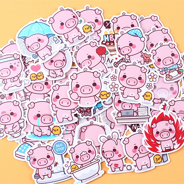 40pcs Creative Kawaii Self-made Pink Toot Pig Stickers/ Beautiful Stickers /Decorative Sticker /DIY Craft Photo Albums