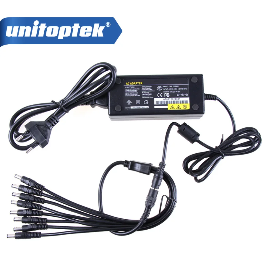 DC 12V 5A AC Adapter CCTV Power Supply Adapter Box 1 To 8 Port For The CCTV Surveillance Camera System ABS Plastic