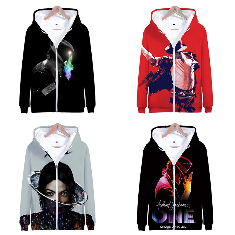 3d Printed Michael Jackson Dance Fashion Hip Hop Men Women Zipper Hoodies Jackets Long Sleeve Harajuku 3D Hooded Sweatshirts Top