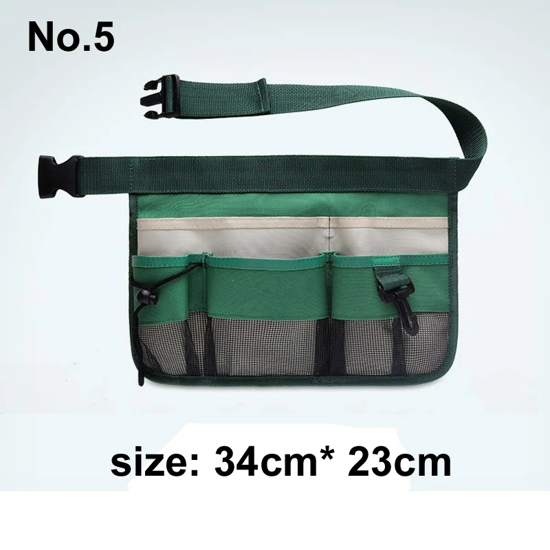 Bolsa de herramientas de mano de tela Oxford 600D de alta calidad, cinta reflectante, bolsa de limpieza de cinturón de jardín, verde/Negro, novedad