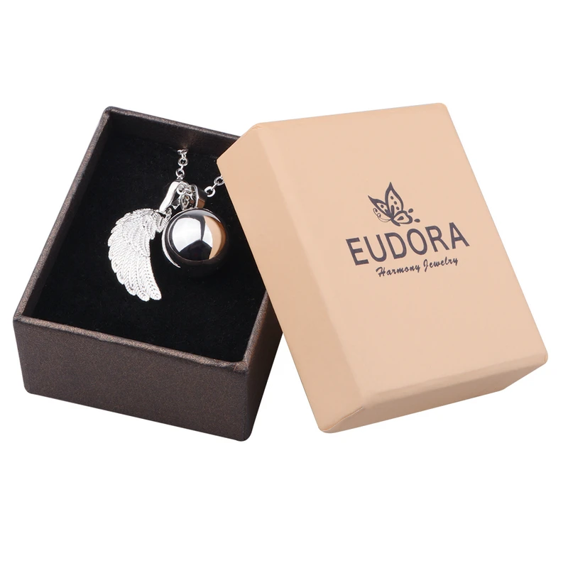 Eudora Angel Caller Necklace Fashion Pregnancy Jewelry Copper Metal Chime Bola With angel wing pendant FN14-MIX