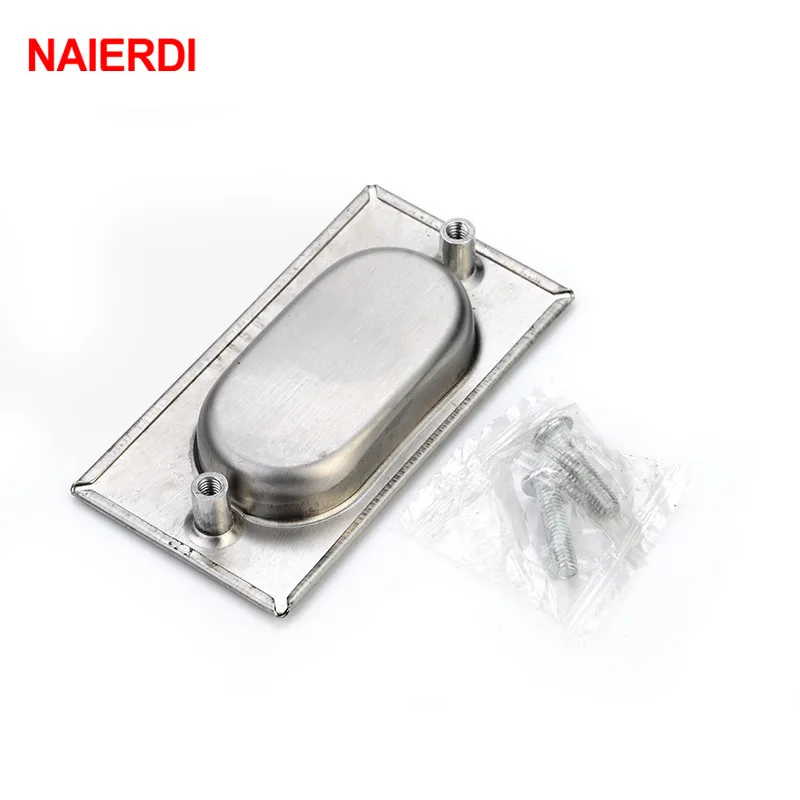 NAIERDI 96mm Cabinet Hidden Handles Stainless Steel Invisible Handle Circle Drawer Wardrobe Knobs With Screws Furniture Hardware