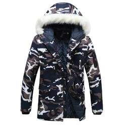 Camouflage Down Parkas Jackets  2024 Men's Parka Hooded Coat Male Fur Collar Parkas Winter Jacket Men Military Down Overcoat