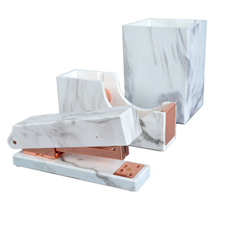 "Kit de papelaria branco de mármore,