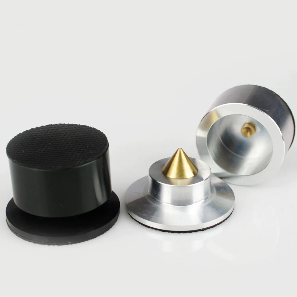 4 قطعة مكبر صوت من الألومنيوم مسامير قاعدة منصات مكبر للصوت عزل مقاوم للصدمات حامل قدم 44 مللي متر # الفضة