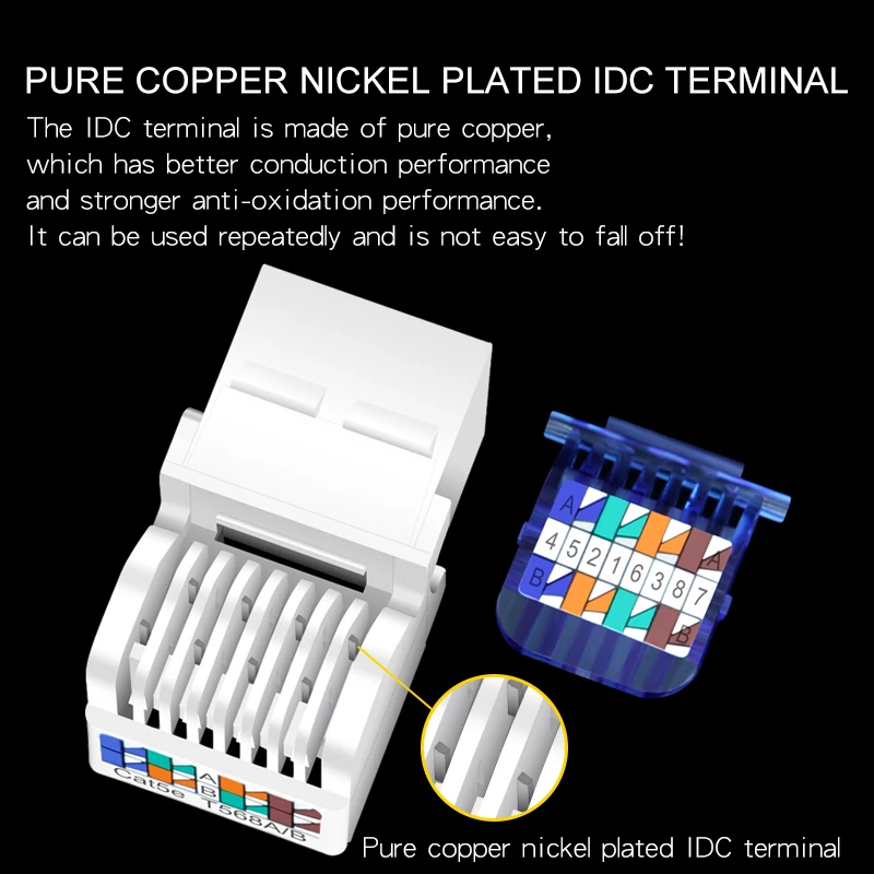 CNCOB Cat5e tool-free installation module cat5e network module rj45 cable crystal head socket computer communication information