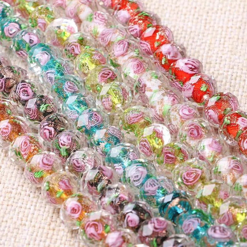 10 części/partia luźne koraliki 12mm 10mm sekcja szkło Lampwork koraliki szklane koraliki wielu kolorów akcesoria