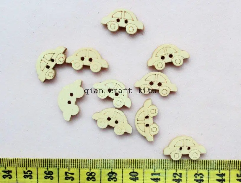 500 pcs DIY Kawaii Wood Button wooden buttons Mini Car Natural or mix rainbow color 20mmx11mm