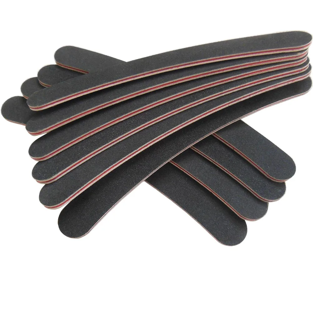 100 pcs Black Nail Files Buffer Banana nail file Professional Emery Board