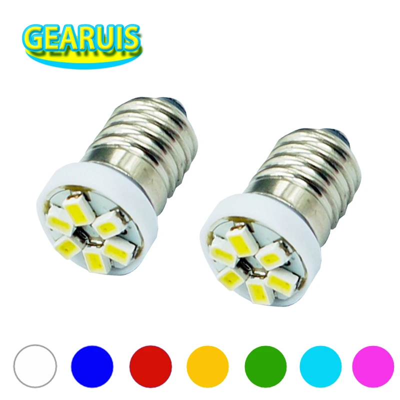 100X Free Shipping Xenon white blue red yellow green E10 6 SMD 1206 LED 3020 12V Screwturn signal Bulb parking Lamp backup Light