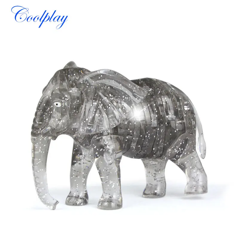 DIY 3D Puzzle Car Double Decker Bus Elephant Crystal Assembly Puzzle DIY Jigsaw Home Decoration Birthday Gift Toys For Kids