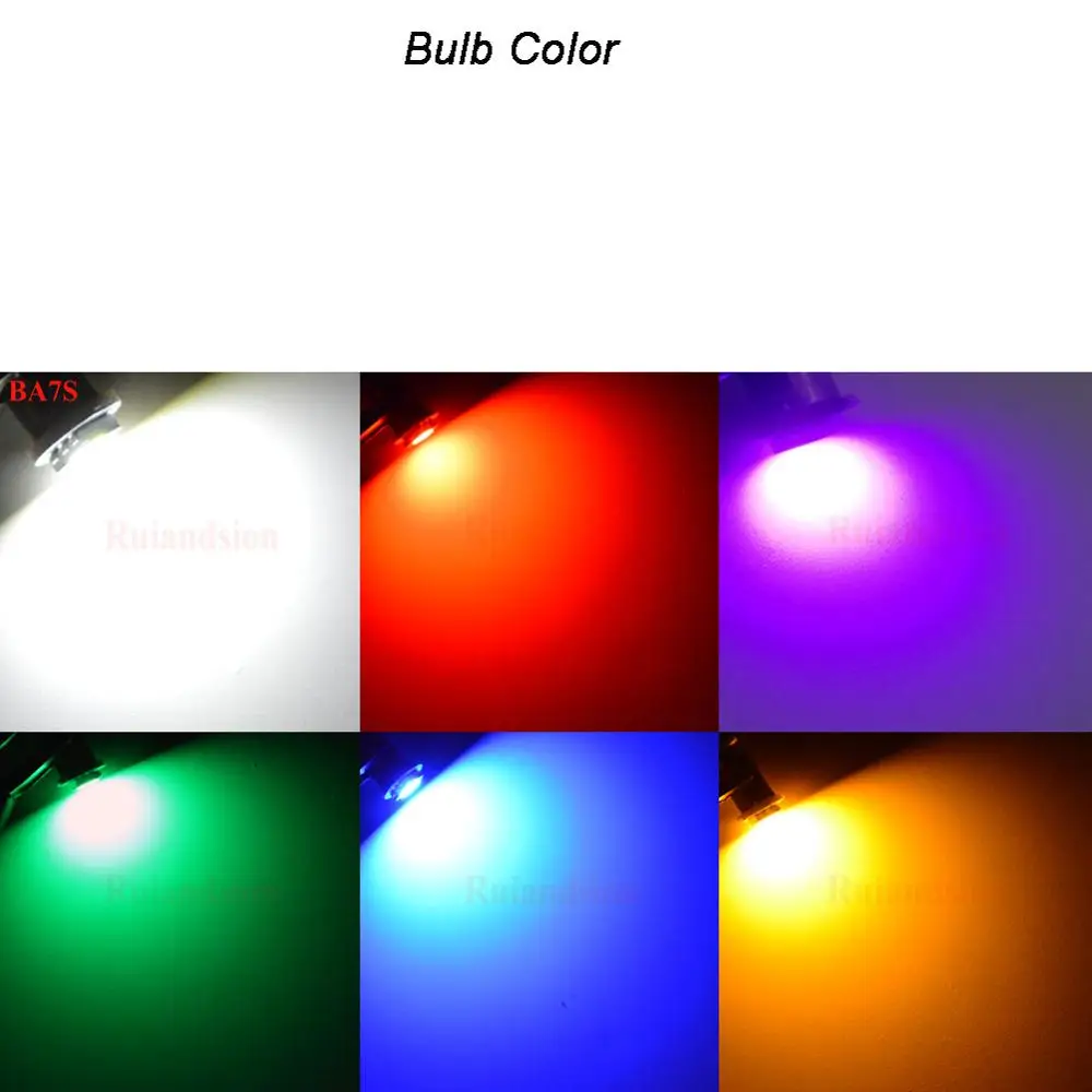 10pcs/lot Motor Auto Car Green DC 6V 12V LED Instrument Panel BA7S 5050 1SMD Light Bulbs Amber red pink white pink