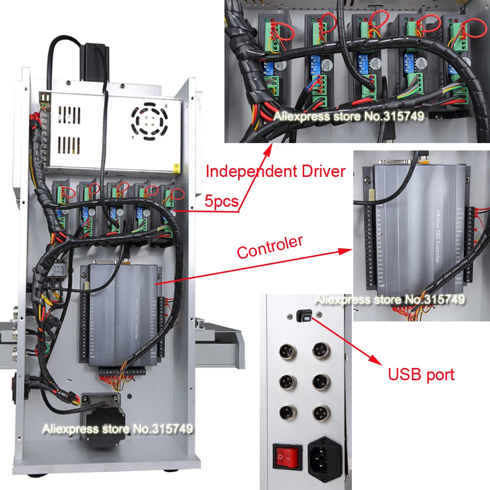 US Stock 5-Axis CNC Router machine CNC 6040 2.2KW CNC milling carving engraving machine CNC factory directly sell