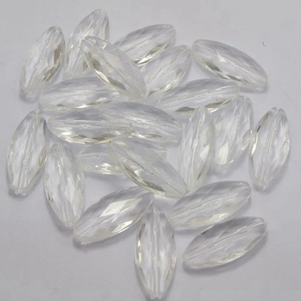 30 Clear Acrylic Faceted Flat Oval Tube Beads 26X12mm Transparent Beads