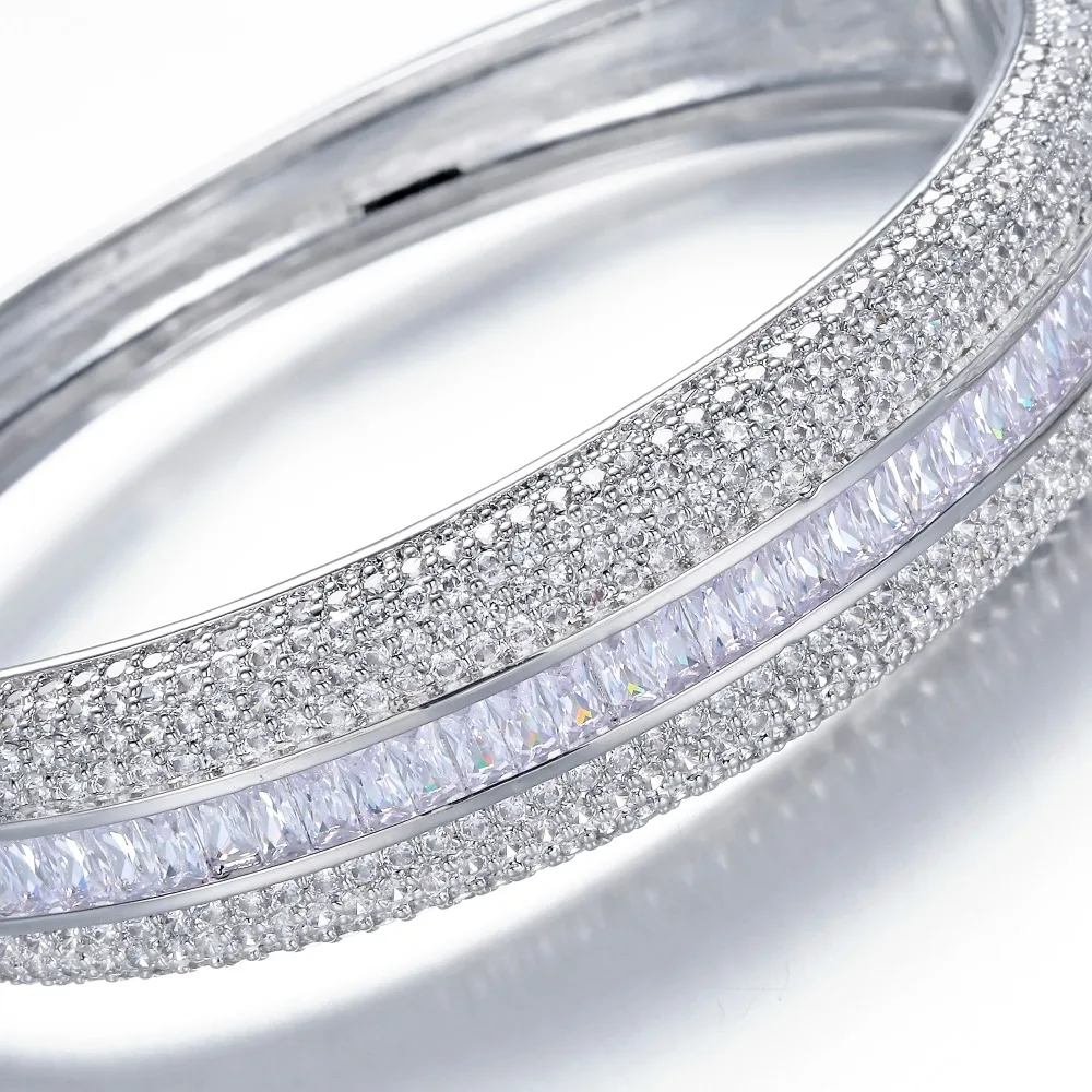 HADIYANA Sparkling Big Bangle With Shining Cubic Zircon Women 2pcs Bangle & Ring Sets As Gift For Special Her SZ028