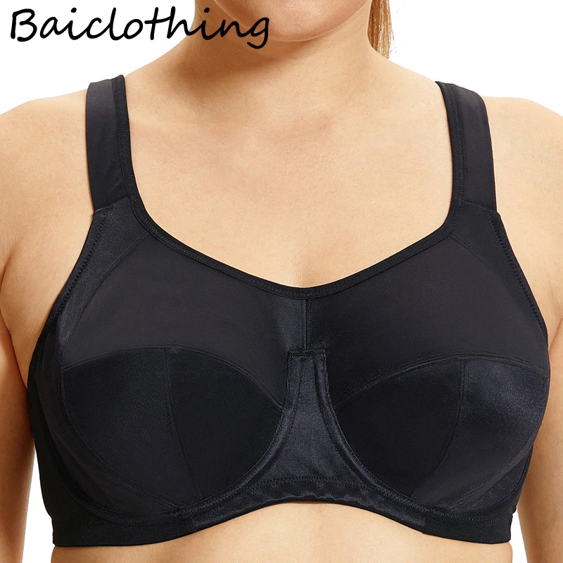 36 38 40 42 44 C D DD E F G H Damski biustonosz sportowy X-Back Support Bounce Control Underwire Full Coverage Active Sports Bra Solid Black Skin