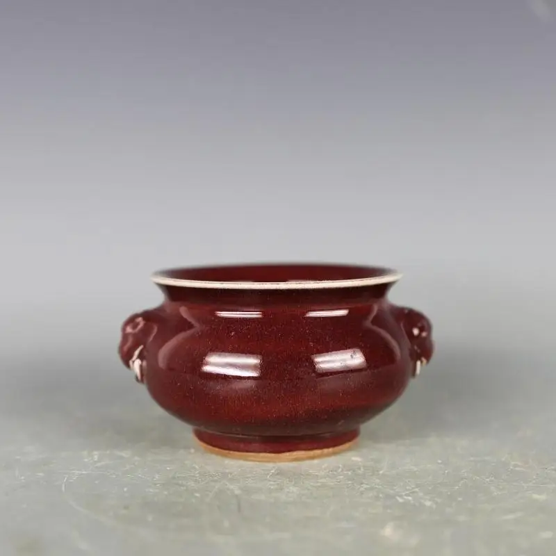 

Rare Song Dynasty (961--1275) porcelain pot,purple red glaze kiln double lion ear furnace,best collection & adornment