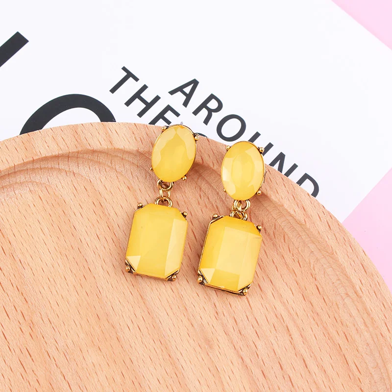 LUBOV Multicolor Square Candy Drop Earrings Pendant Fashion Jewelry for Women 2018 New Fashion Christmas Party Wedding Earrings