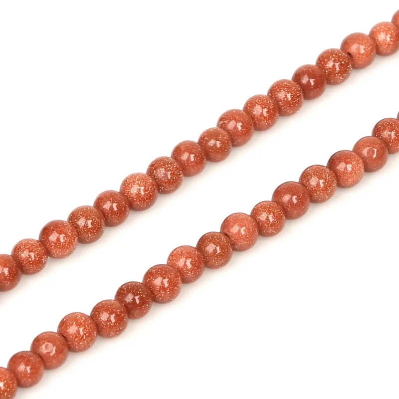 Gold Sand Natural Stone Beads Round Spacer Loose Beads 15\