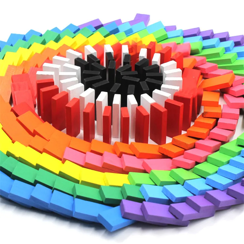 Ensemble de jouets Domino en bois, couleur arc-en-ciel, jeu dominos idéal, blocs pour construction, objet naturel, cadeau enfants, 240