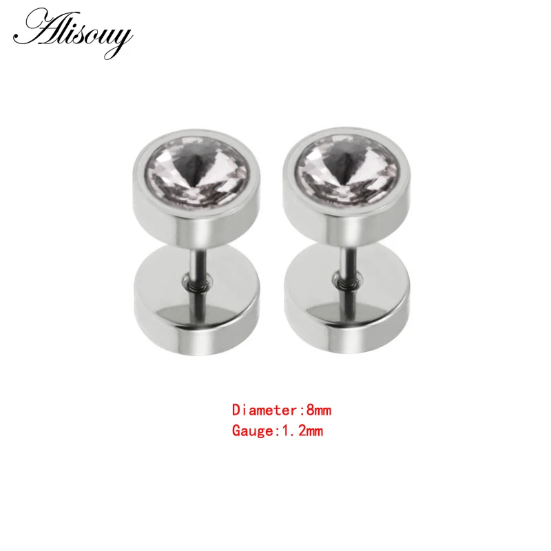 Alisouy 2 Pieces Stud Earrings Unisex Piercing Stud Earrings Tragus Cartilage Body Jewelry Crystal Stud Earrings Men Women