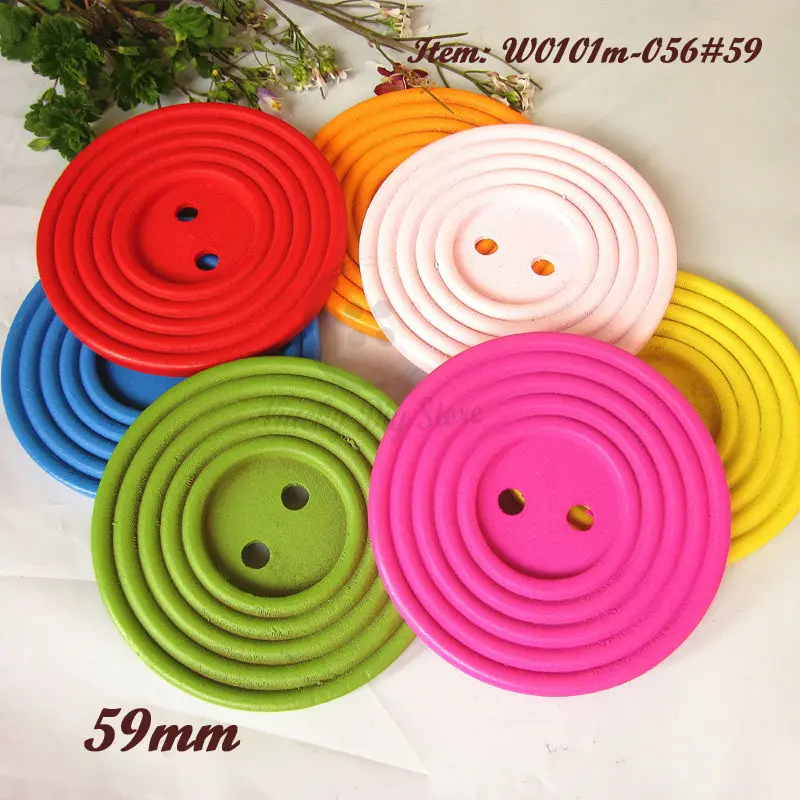 30pcs 59mm Large Colorful Round wood buttons Big decorative buttons suit for child toys scrapbooking accessories wholesale