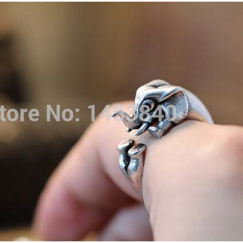 Elephish trunk up ring, elephant ring, burnish ring, lucky ring