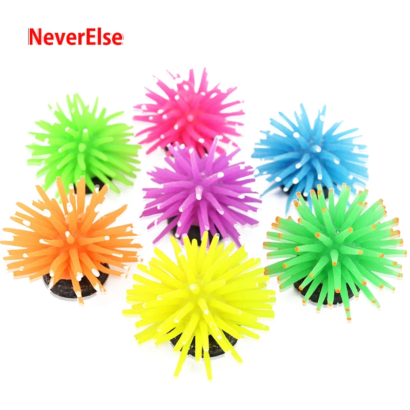 Aquarium Fish Tank Ornament Coral Plant Silicone Decoration, Dia 5/8/10cm Underwater Landscape Aquatic Accessories Sea Anemone