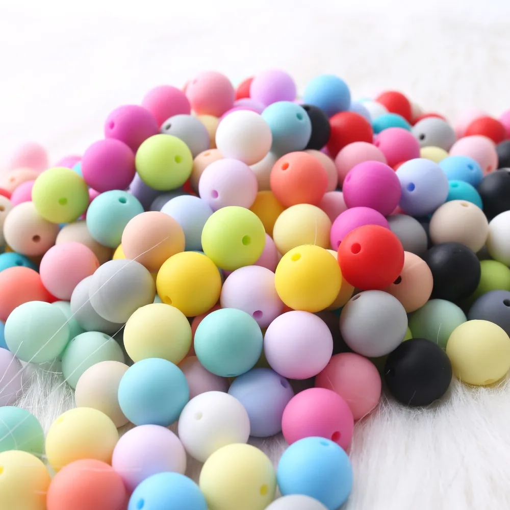 

10pc Silicone Beads 15mm Baby Teething Can Chew Round Beads DIY Teething Necklace BPA Free Hot Sale Food Grade Teethers