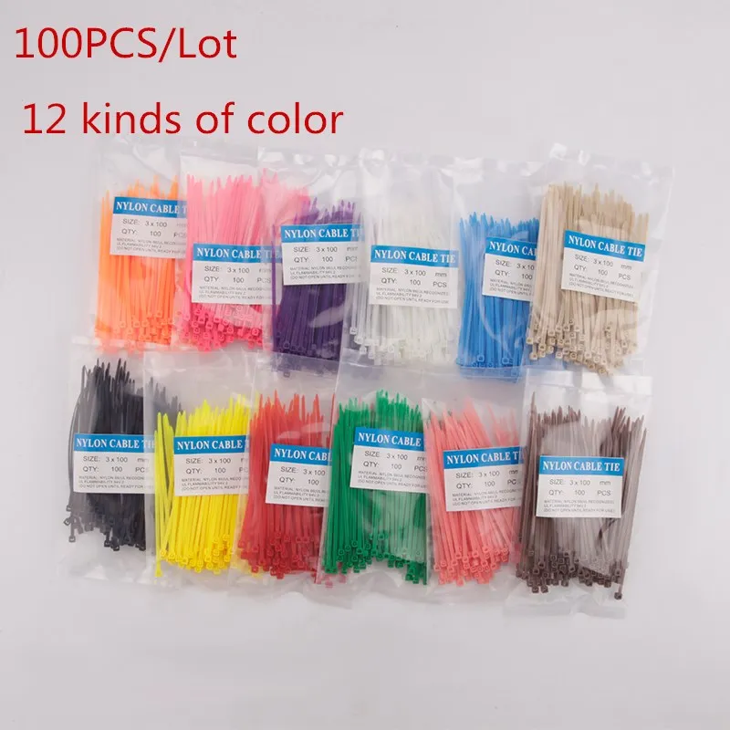 100PCS/Lot 3*120 colorful cable tie Nylon cable ties All sorts of color 3X120MM