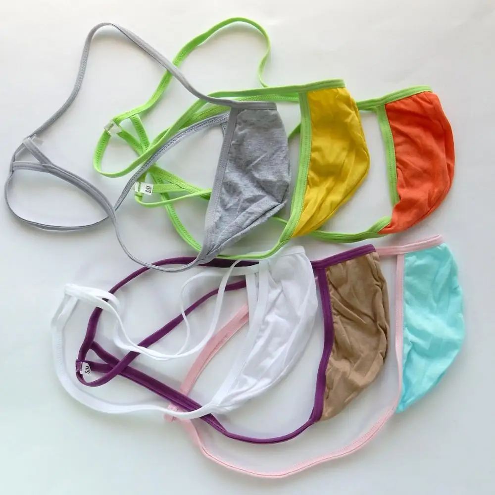 Mens G799C String Thong Pouch Fine Soft Cotton Colors Sexy Underwear Contoured Pouch